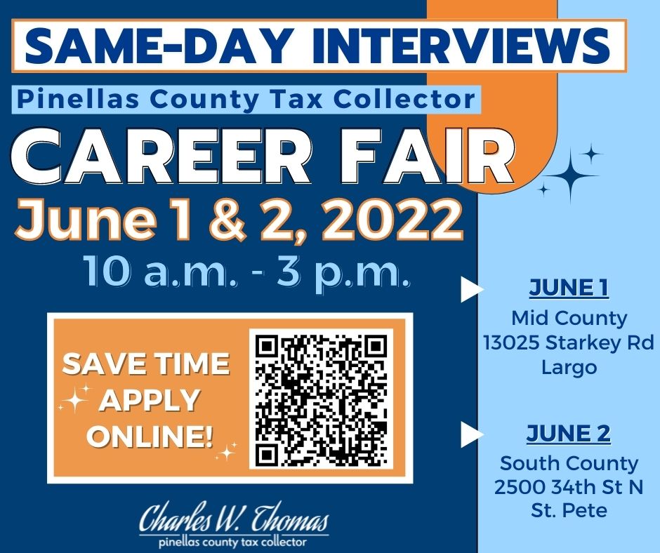 Pinellas County Tax Collector Invites Job Seekers to TwoDay Hiring